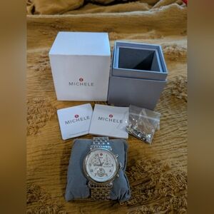 Michele Silver Chronograph Watch